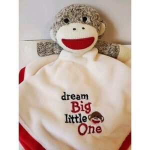 Baby Starters Sock Monkey Lovey‎ White red Security Blanket Dream Big Little One